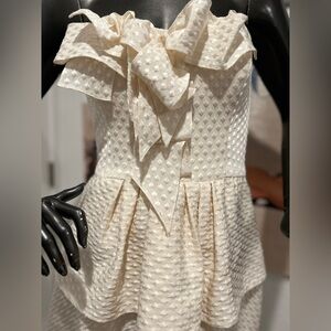 Badgley Mischka Couture Strapless Jacquard Evening Dress Size 8